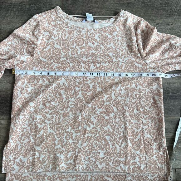 Ophelia Roe NWT Tan Peach Floral Jacquard Puff Sleeve Long Sleeve Blouse Top L - Picture 9 of 11